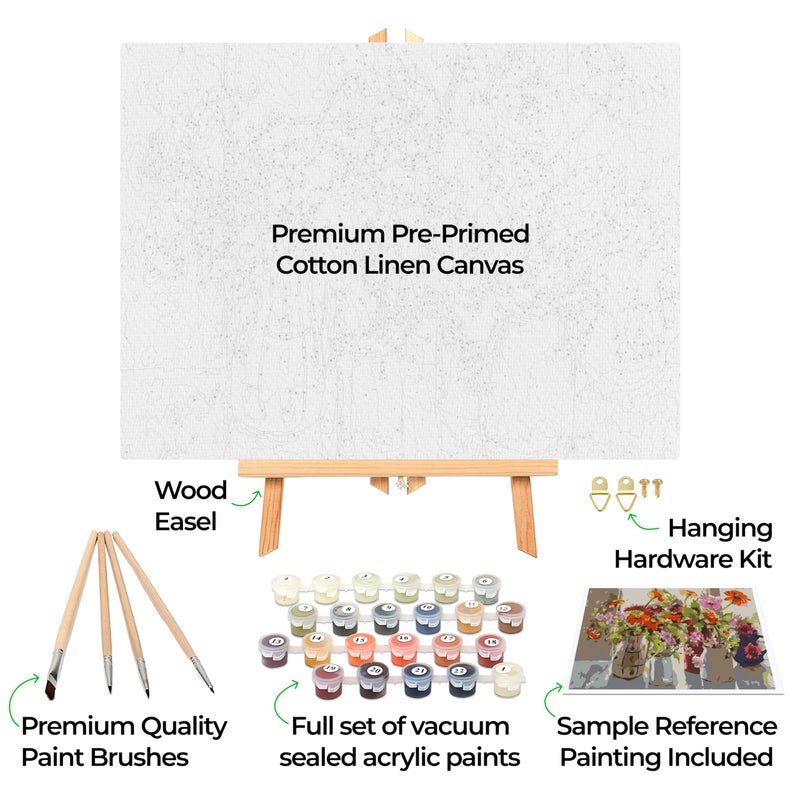 Ledgebay DIY Paint by Numbers Kit for Adults Framed Canvas Beginner to Advanced Paint by Numbers Kit, Kits Include Acrylic Paint Set, Brushes & Tabletop Easel (October 12" x 16" Framed) - Image 2